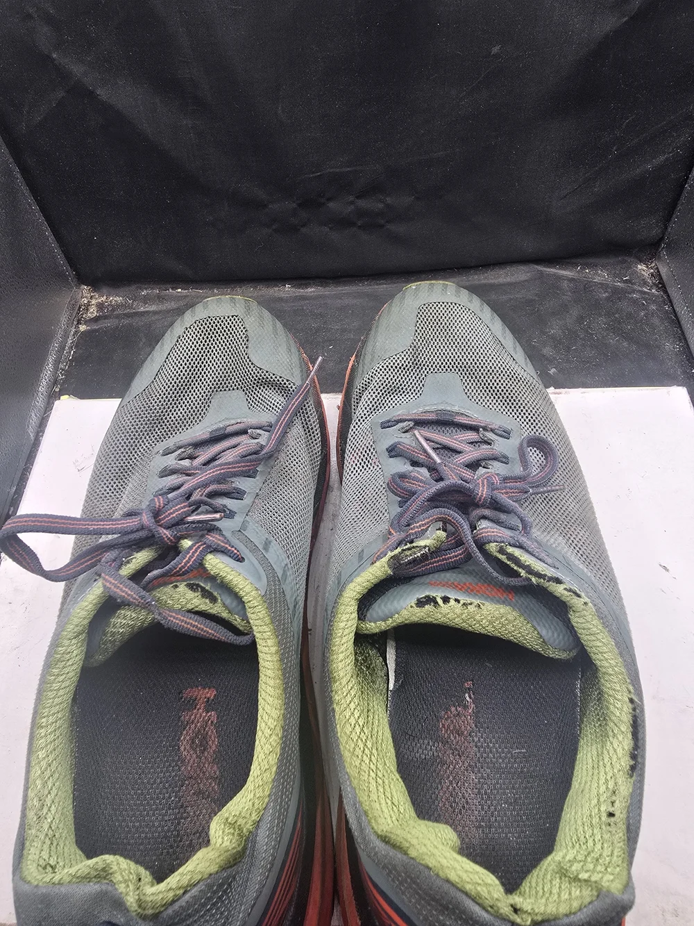 Hoka One One Men's Green Mesh Running Shoes with Orange Soles‎